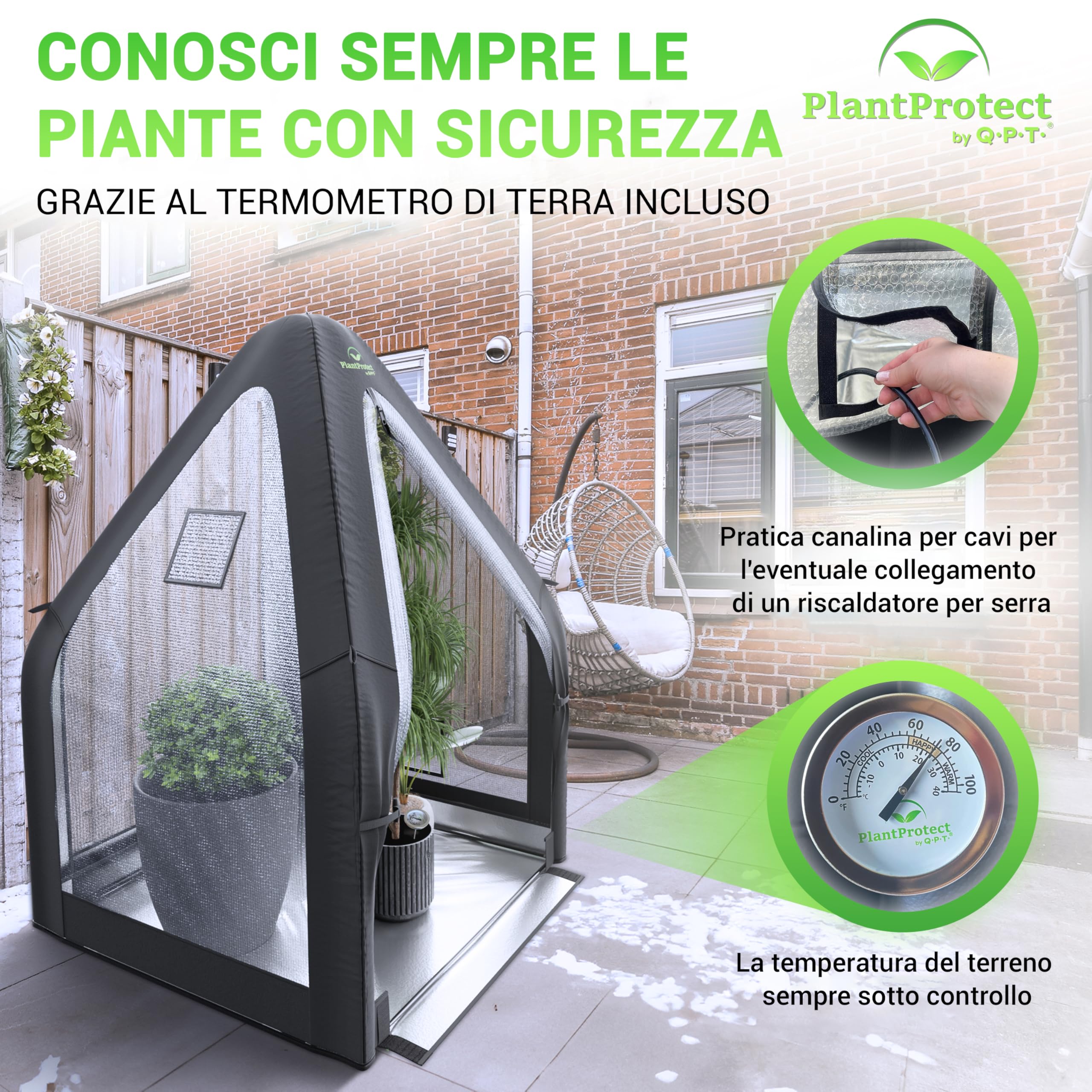 Q.P.T. Serra invernale per piante in vaso - materiale in PVC resistente per la protezione dal gelo, dal vento e dalla pioggia, facile montaggio