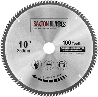Saxton TCT Circular Fine Cutting Wood Saw Blade 250mm x 30mm x bore x 100T Compatible with Bosch Makita Dewalt