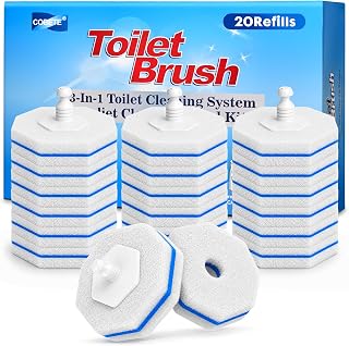 COBETE 20 Pack Toilet Brushes Wand Refills,Compatible with Most Disposable Toilet Cleaning Wand, Secure Lock No Slipping, Easy Snap-On Design