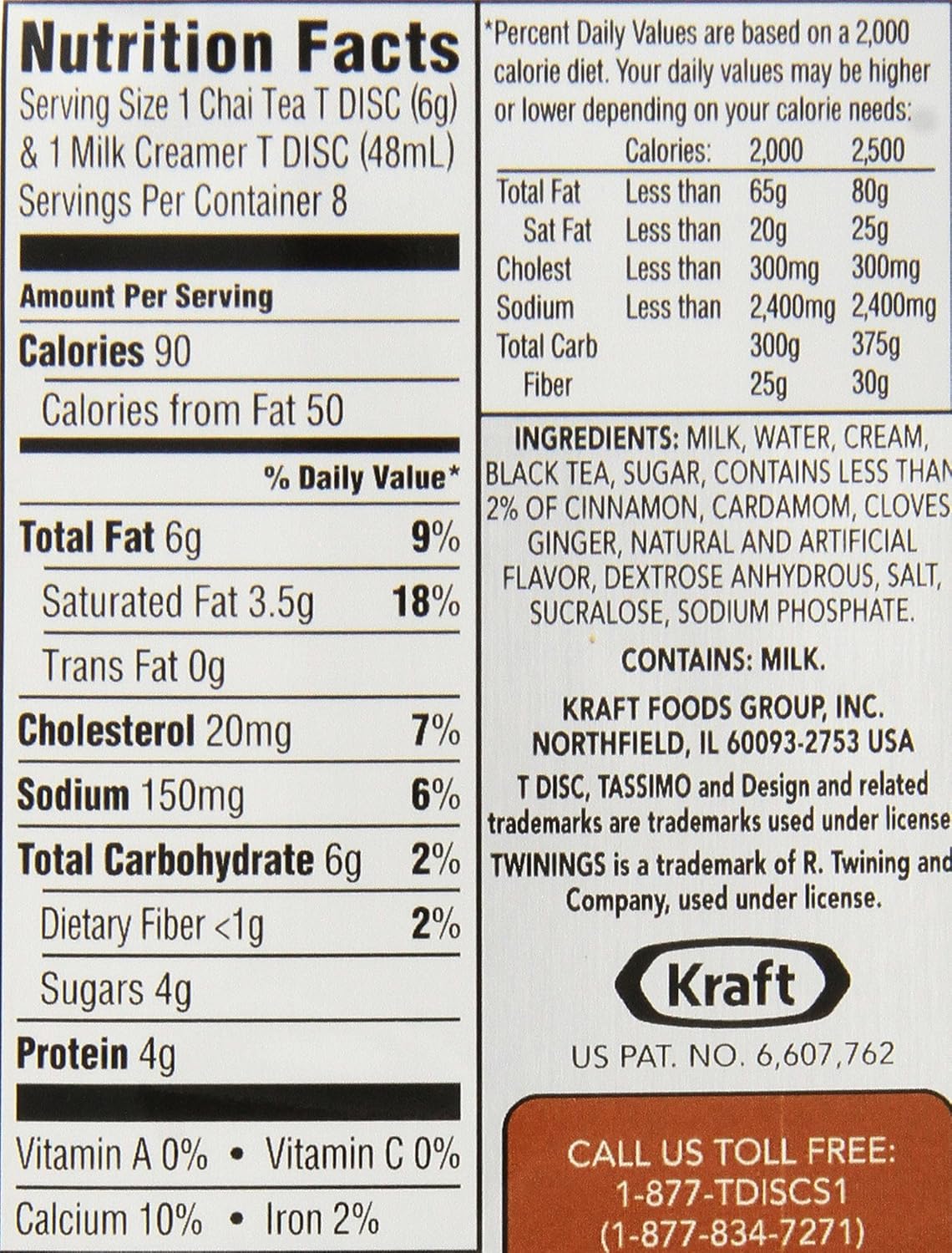 Twinings Chai Tea Latte, T-Discs for Tassimo Brewing Machines, 8 Count (Pack of 5)