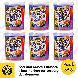 Kicko Marbled Unicorn Color Slime for Kids - 6 Pack Galaxy Slime Kit - Colorful Galaxy Sludge - Gooey Fidget Set for Sensory and Tactile Stimulation, Party Favors, Educational Game