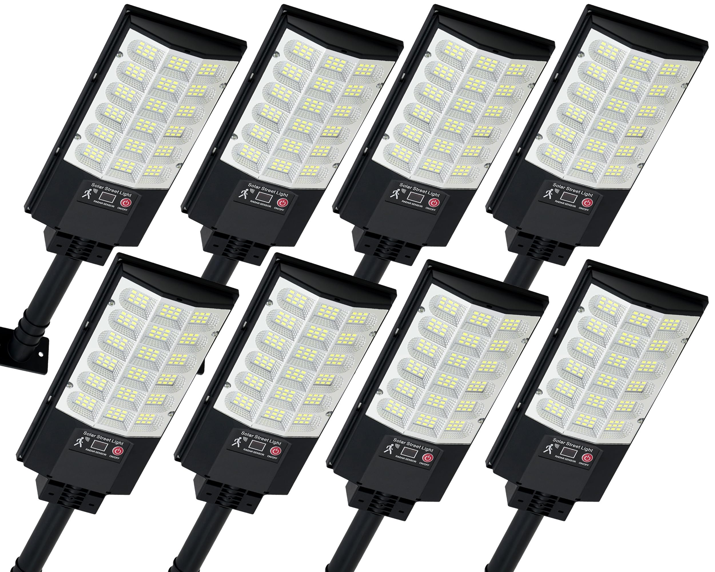 Photo 1 of ***BROKEN, SOLD FOR PARTS*** TFKK Solar Street Lights Outdoor, Waterproof Motion Sensor Solar Lights with Remote Control, 6500K Dusk to Dawn Parking Lot Flood Light for Outside Garage Yard, 8 Pack