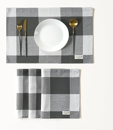 Miniatura 16 de LANE LINEN Juego de 6 manteles individuales para mesa de 13 x 19 pulgadas, manteles decorativos de cocina de algodón, color beige Beige,Cuadros