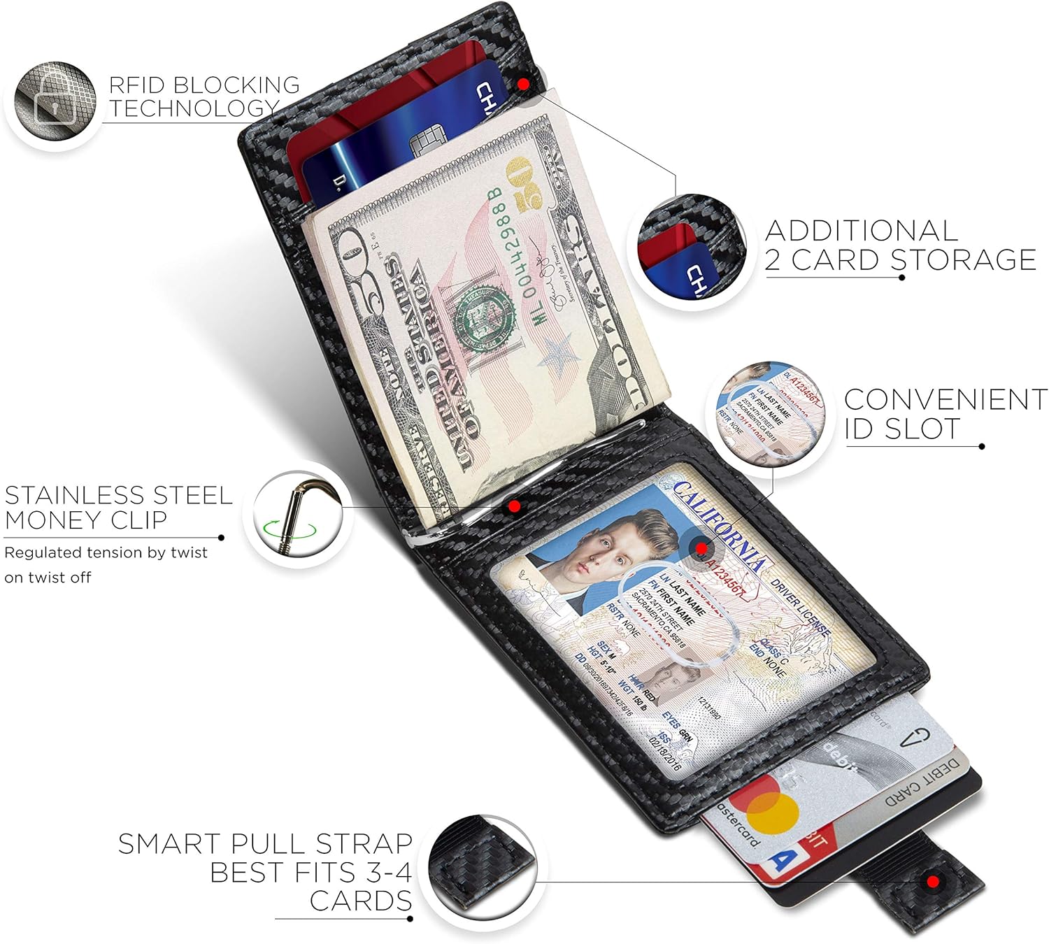 SERMAN BRANDS RFID Blocking Slim Bifold Genuine Leather Minimalist Front Pocket Wallets for Men with Money Clip Thin Mens - Image 4