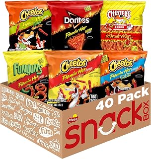 Frito-Lay Flamin' Hot Variety Pack, 40 Single-Serve Bags of Cheetos, Doritos, Funyuns - 3.34 lbs Spicy Snack Mix