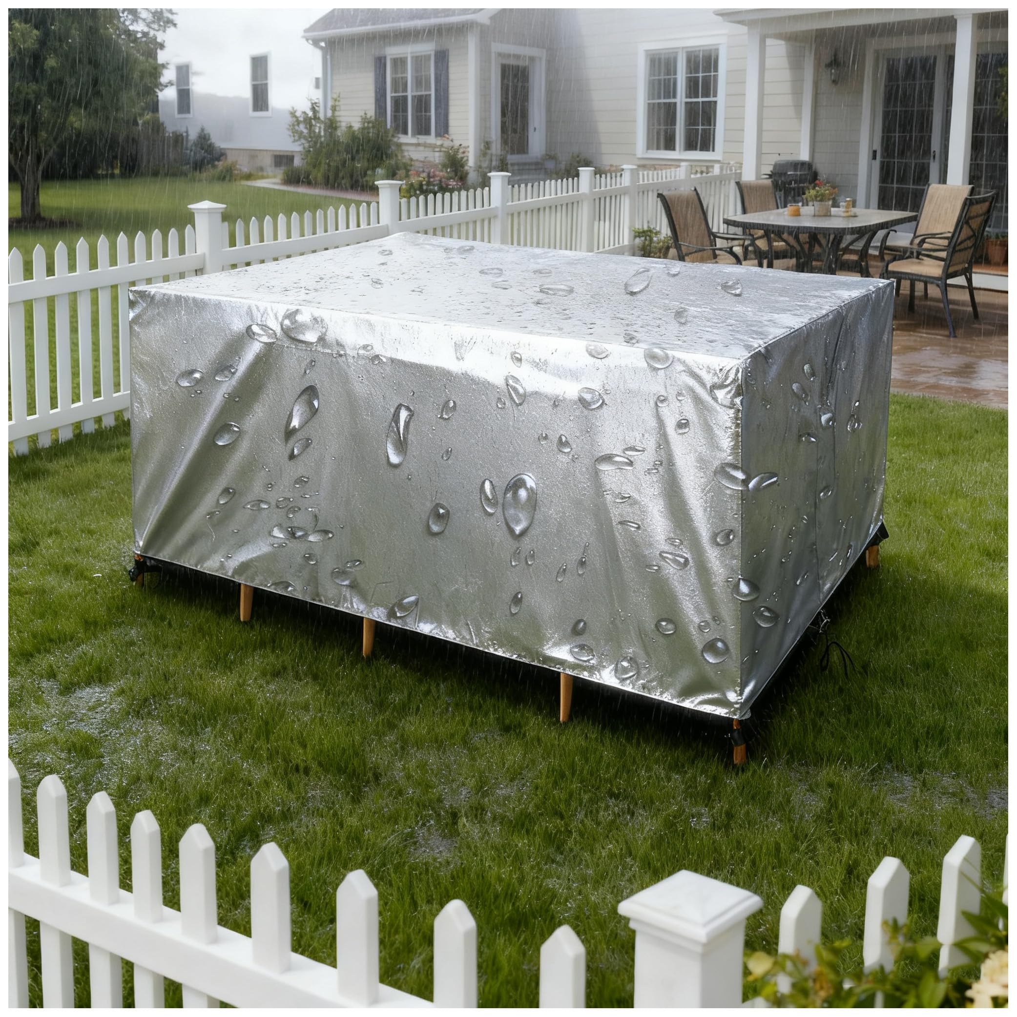 HNBFKD Patio Furniture Covers Waterproof 125x75x75cm/LxWxH Heavy Duty 420D Oxford Fabric Anti-UV, Snow & Rain Protection Durable Outdoor Furniture Table And Chairs with 4 Windproof Buckles — image 1