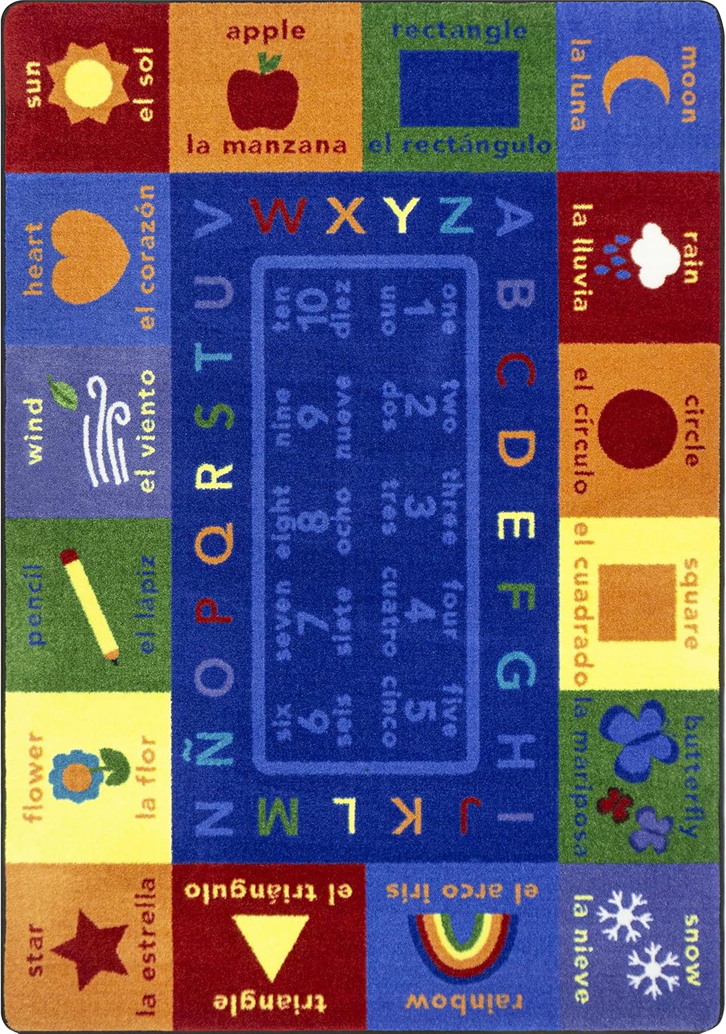 Joy Carpets First Words Area Rug in Color Multi, 7'8" x 10'9"