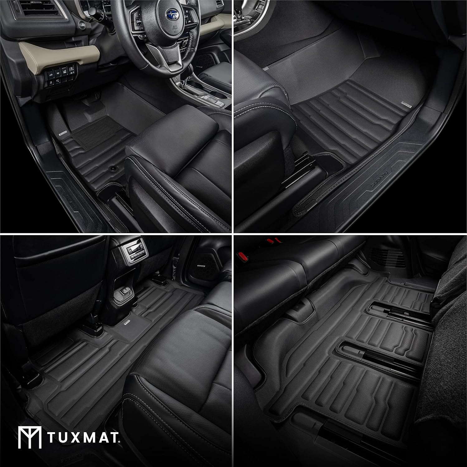 TuxMat - for Subaru Ascent 8-Seater 2019-2026 Models - Custom Car Mats - Maximum Coverage, All Weather, Laser Measured - This Full Set Includes 1st, 2nd and 3rd Rows