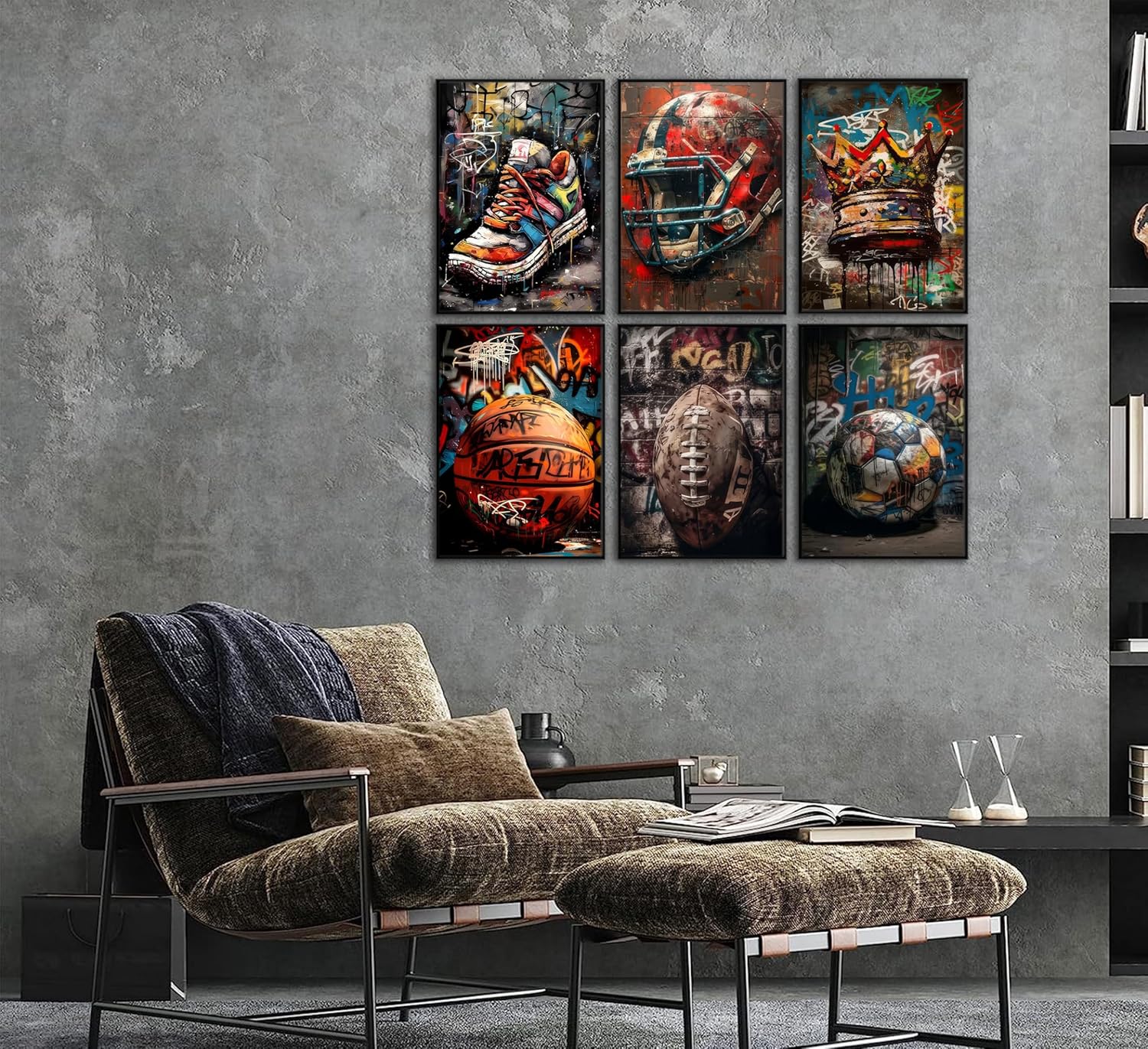 XJHWOP Colorful Graffiti Sport Wall Art Basketball Football Posters Inspirational Street Pop Prints for Teen Boys Bedroom Unframed 8x10 Inches - Image 5