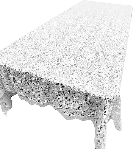 Van Wyck Medallion - Mantel de encaje de punto pesado 60x104, color blanco