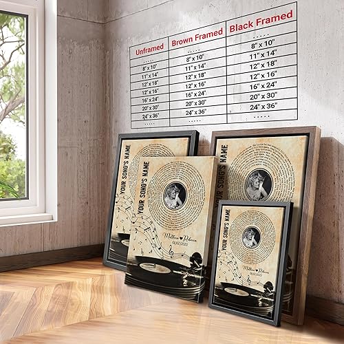 Vista 56 de H-DEWALL Letras de canciones personalizadas con marco, arte de pared musical personalizado para él, decoración sentimental y regalo inspirador