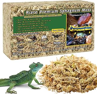Riare 5.3OZ Premium Sphagnum Moss for Reptiles- 6QT Natural Reptile Moss Dried, Forest Live Moss for Terrarium, Frogs Snake Peat Moss Bedding for Leopard Gecko Turtle Anoles Salamanders Orchids Plants