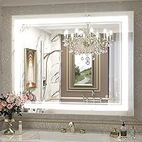 Vista 1 de OKPAL Espejo de baño LED de 40 x 32 pulgadas, espejo de baño con luz antiniebla, espejo de tocador iluminado regulable, espejo de tocador LED