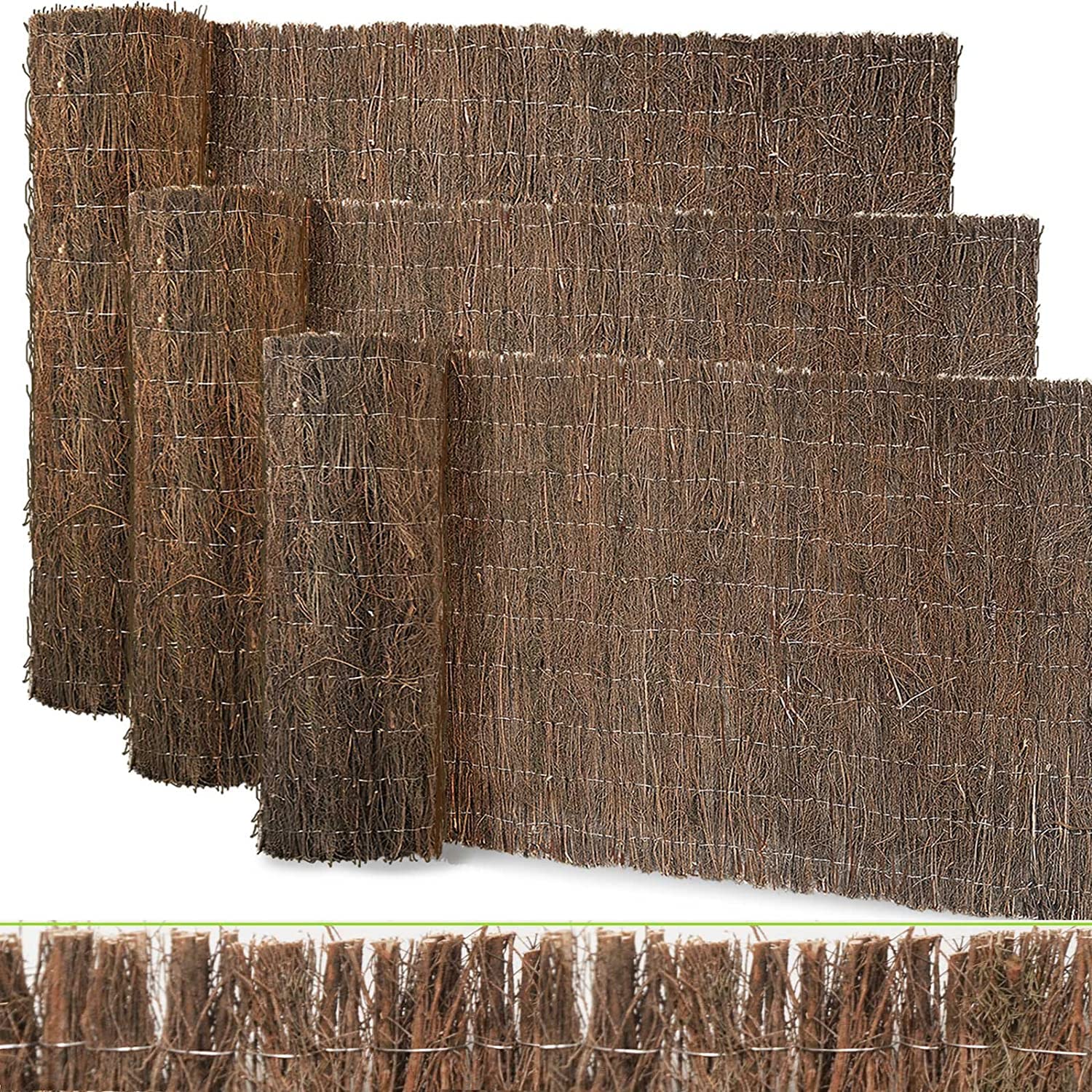 Floordirekt Brushwood Privacy Screen, Thatch Fence Heather Wood Garden Fence Screening, Natural Wind Net Guard for Garden, Balcony and Patio, Weatherproof Fence Screen Wall Cladding (200 x 300 cm)