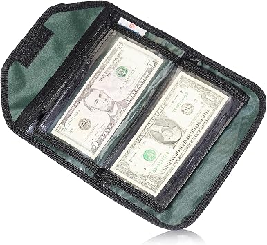 Money Organizer for Cash, Money Wallet Organizer for Cash, 6 Zippered Pocket Multipack Pouch, Money Envelopes for Cash, Cash Organizer for Budgeting, Cash Savings Organizer Green