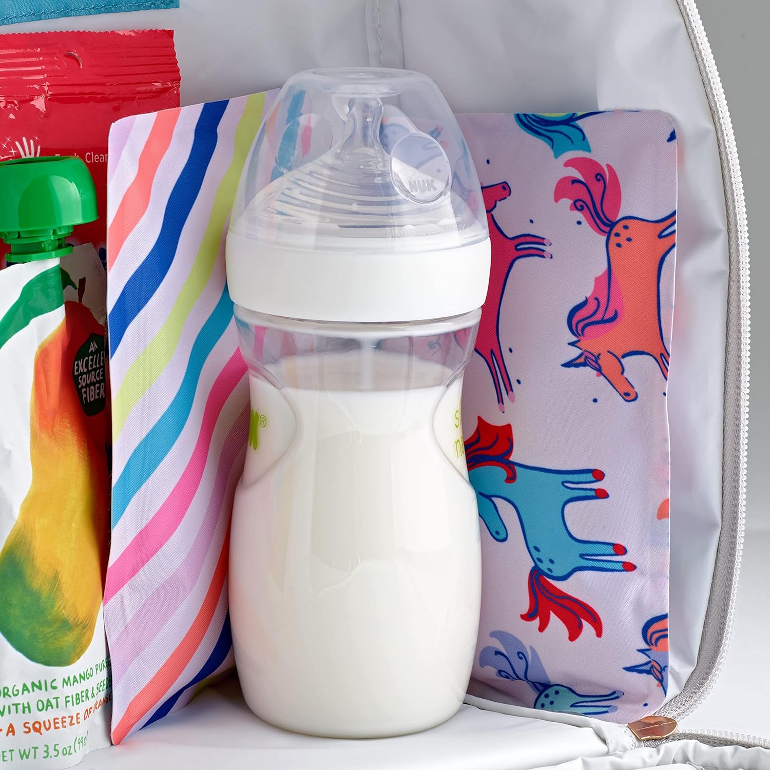 Cool Coolers by Fit & Fresh 2 Pack Soft Ice, Flexible Stretch Nylon Reusable Ice Packs for Lunch Boxes & Coolers, Unicorn Stripe - Image 2