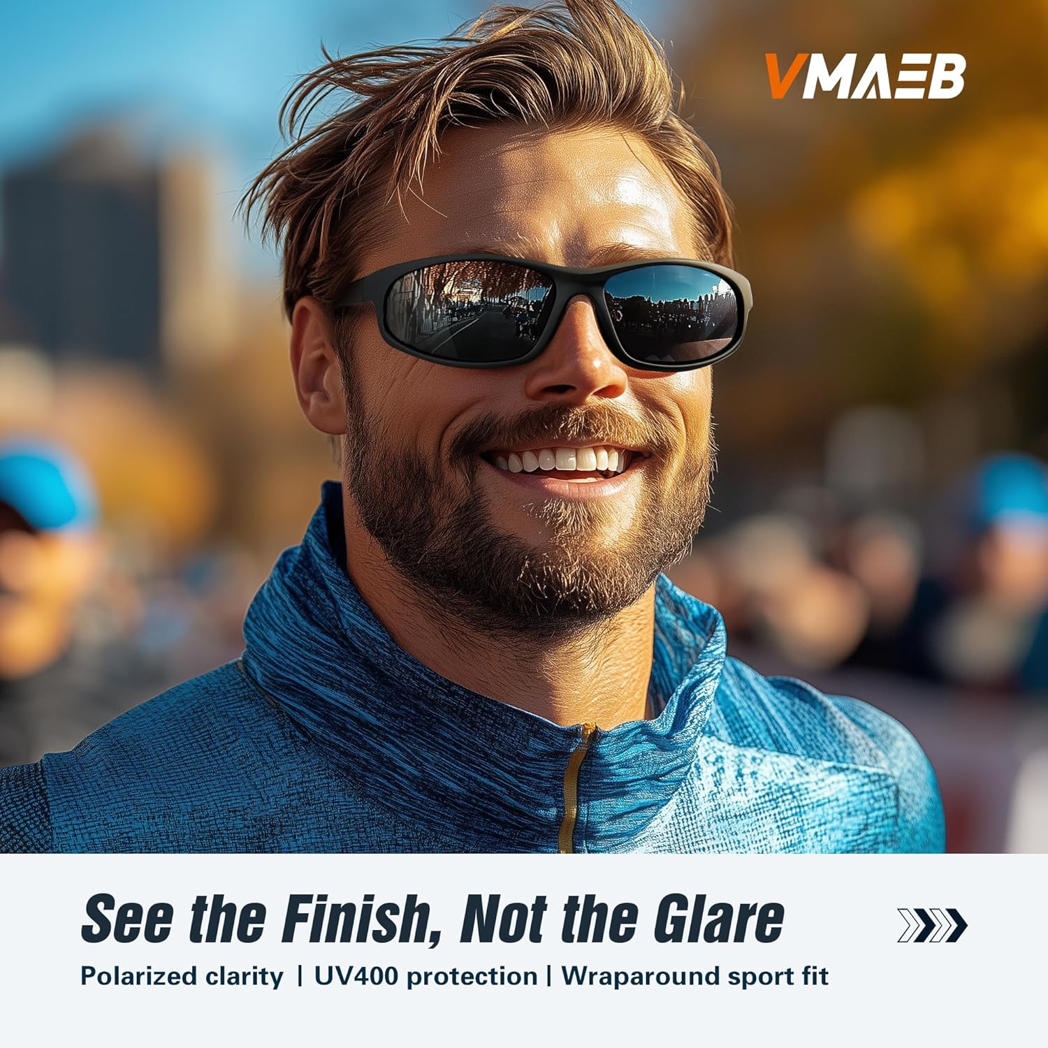 Sports Polarized Sunglasses for Mens Womens - Wrap Around TR90 Sun Glasses UV400 Shades for Cycling Fishing Running - Image 2