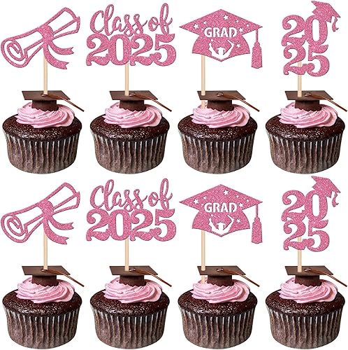 Miniatura 152 de 30 piezas 2024 de graduación 2024 decoración para cupcakes de doble cara clase de 2024, diploma 2024, felicitaciones graduadas, decoraciones
