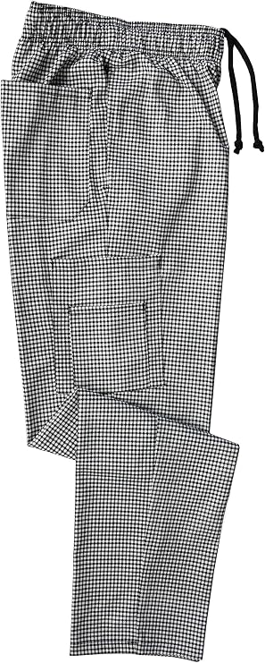 M&M SCRUBS Classic 6 Pocket Huntstooth Chef Pants with Multi-Pack Quantities Available