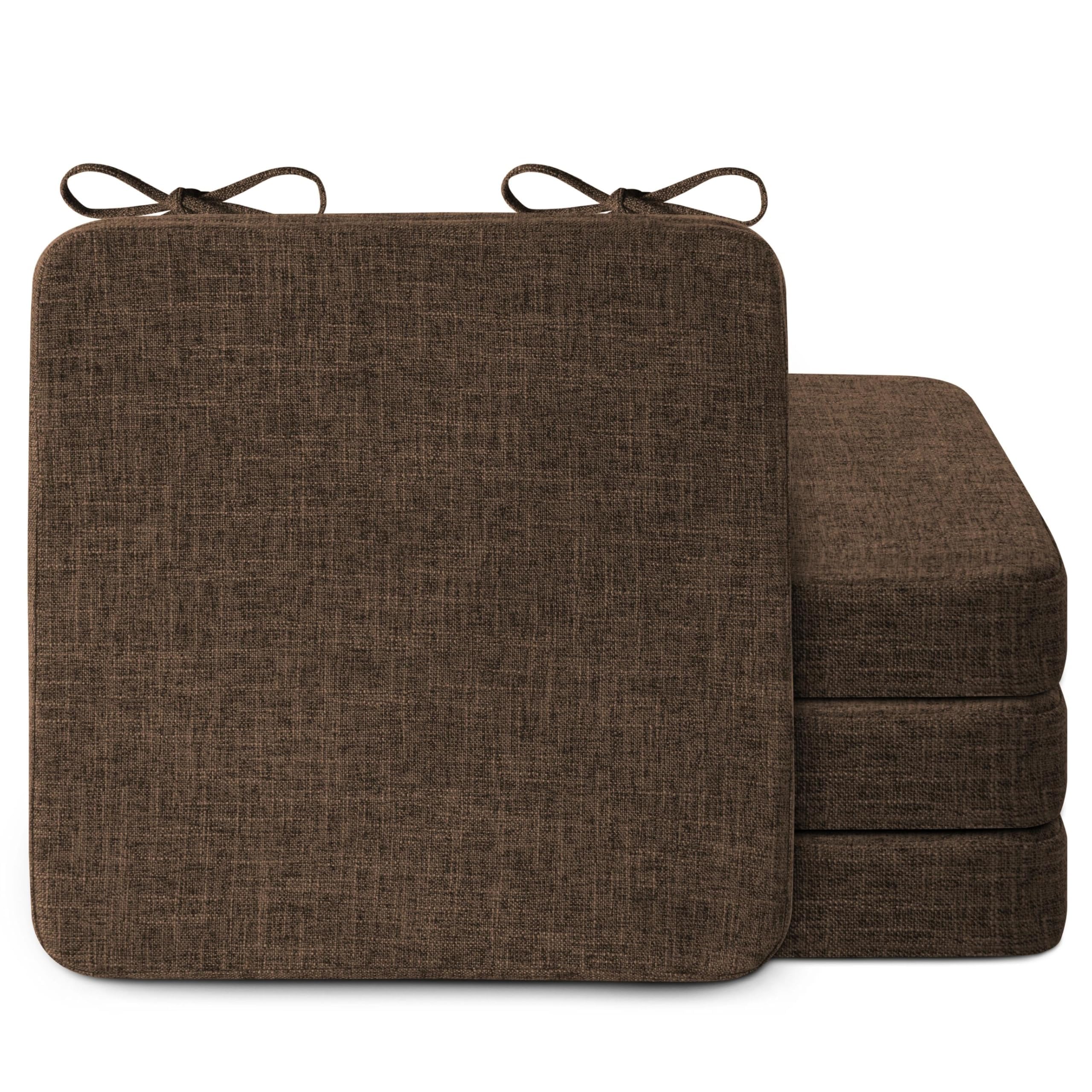 AddGrace Square Chair Cushions for Dining Chairs 16x16x2inch (4, Coffee)