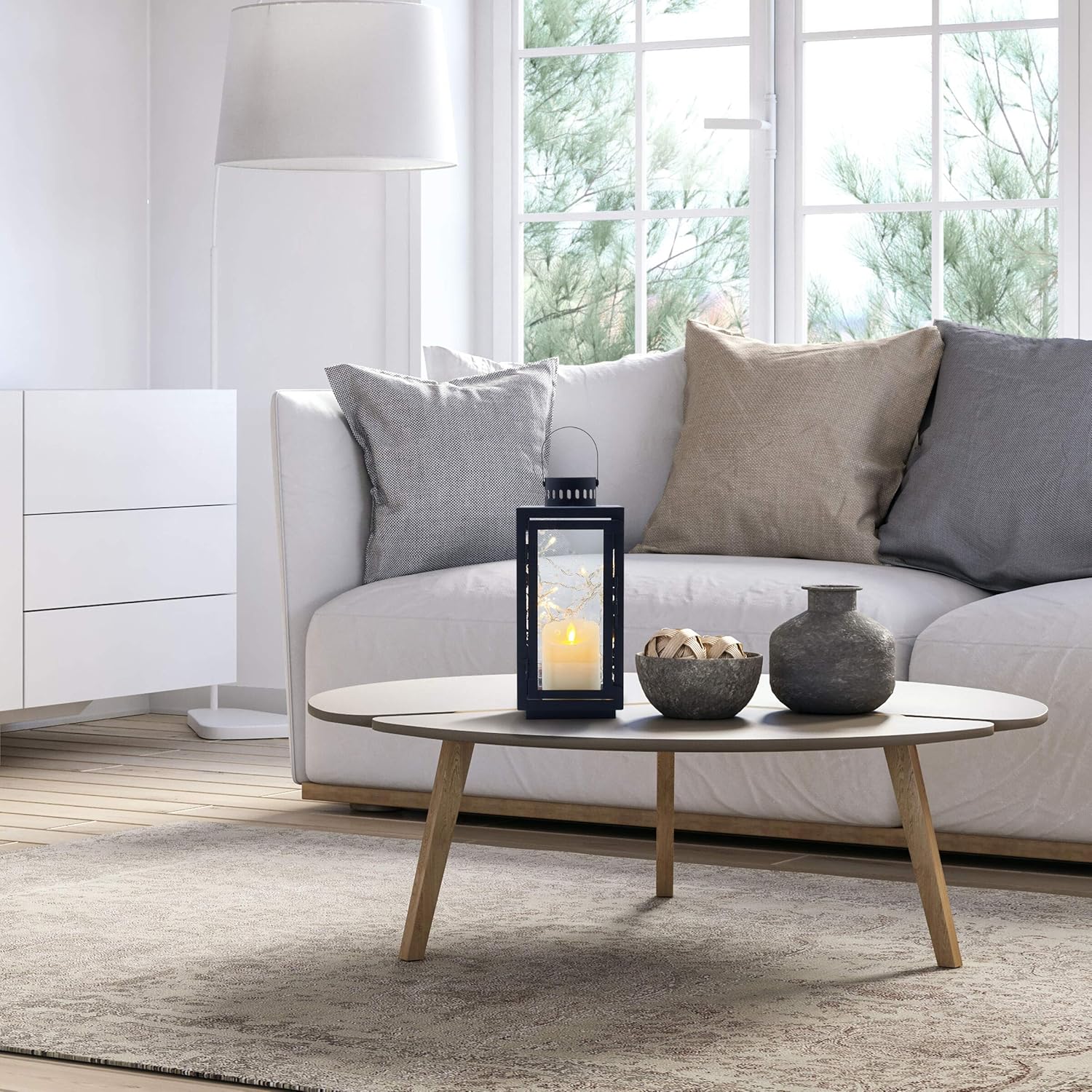 Elements Rectangular Metal Lantern, 12-Inch, Black : Home & Kitchen