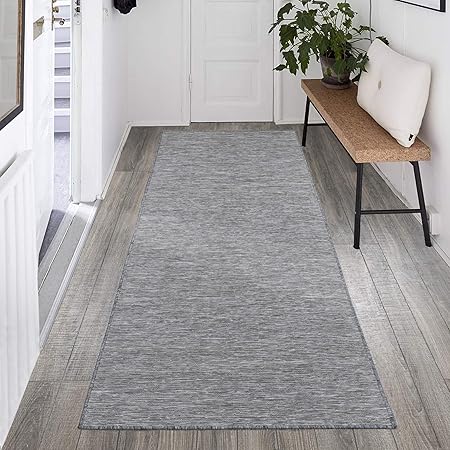 Ottomanson Sundance Collection Indoor/Outdoor Reversible Runner Rug, 2'7" x 7', Grey