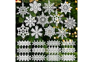 48 Pieces Snowflake Christmas Ornaments Crochet Snowflake Bulk 12 Styles White Snowflake...