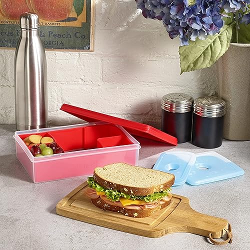 Miniatura 4 de Fit & Fresh Collection Multi-Flex Bento Box con 2 paquetes de hielo extraíbles, contenedor ajustable dividido para almuerzo, sin BPA, 9.5 x 6 x 2.25