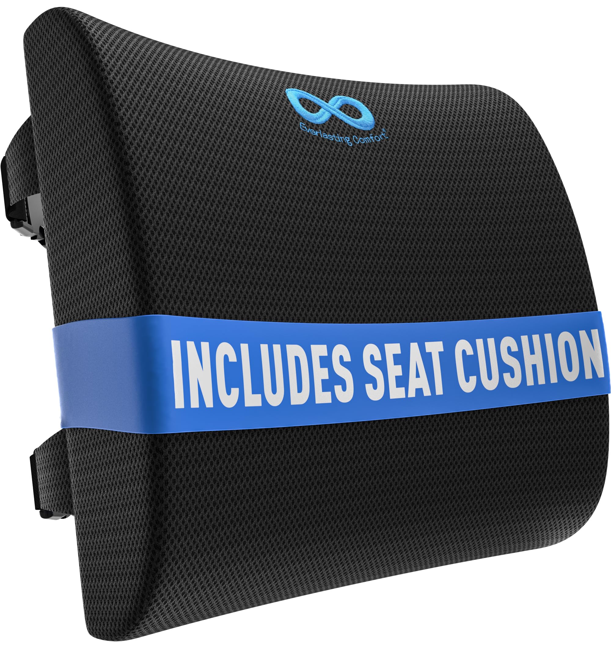 Everlasting Comfort Lumbar Support Pillow for Office Chair - Memory Foam Back Cushion for Car Seat - Promotes Better Posture, Back Pain Relief - Ideal Gaming and Desk Chairs Work and Home Essentials
