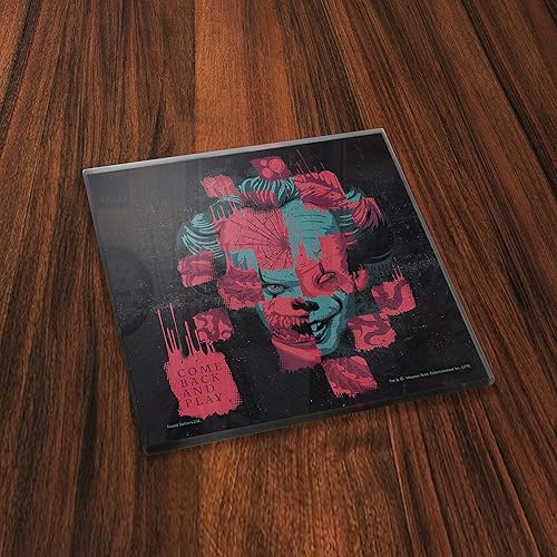 Miniatura 2 de IT Chapter Two – Pennywise The Dancing Clown – Juego de posavasos de cristal – para coleccionar regalos – Viene con elegante soporte de madera