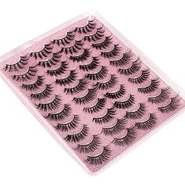20 Pairs False Eyelashes 3D Faux Mink Lashes Natural Look Wispy Fake Eyelashes ALPHONSE 16-20MM Fluffier Volume Long Thick Lashes Pack 5 Styles Mixed