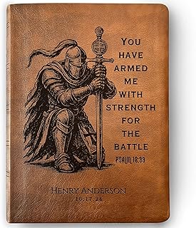 STARKENBURG COMPANY Personalized Bible for Men, NASB Wide Margin Bible, Custom Engraved Name, Knight