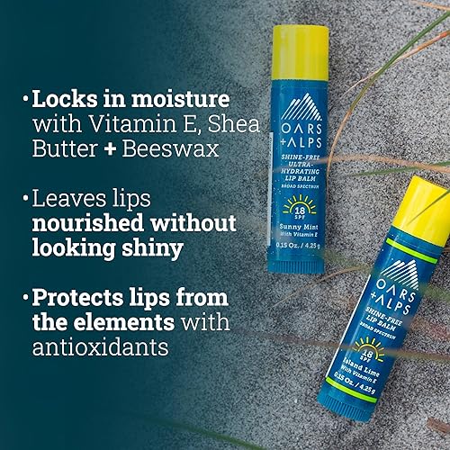 Miniatura 3 de Oars + Alps Protector solar para labios, bálsamo labial SPF 18, protector solar sin brillo para labios, infundido con vitamina E y manteca de