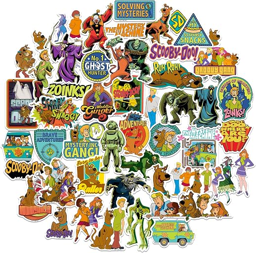 GRAPHICS & MORE Scooby-Doo Sticker Pack – 50-Count Die-Cut Large Deluxe Vinyl Stickers Variety Pack for Laptop, Water Bottle, Scrapbooking, Tablet, Indoor & Outdoor