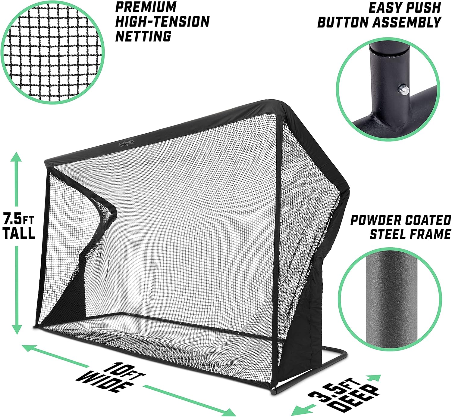 GoSports Elite Golf Practice Net with Steel Frame - Choose 10' or 7' Size : Sports & Outdoors