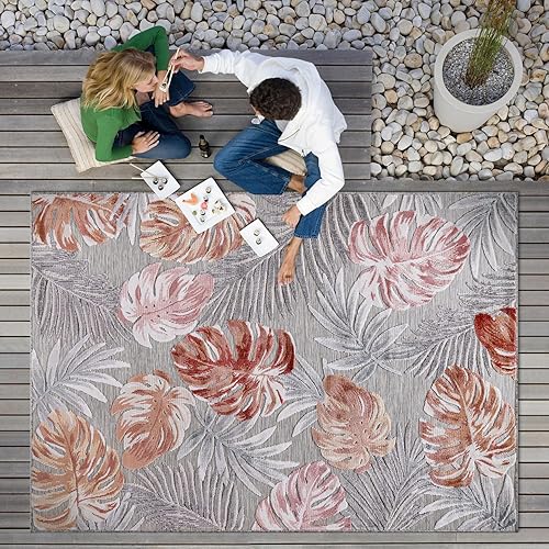 Miniatura 192 de CAMILSON Indoor Outdoor Rug 5x7 Bohemian Medallion Floral Area Rugs for Indoor and Outdoor Patios Easy-Cleaning Non-Shedding Living Room Garden and
