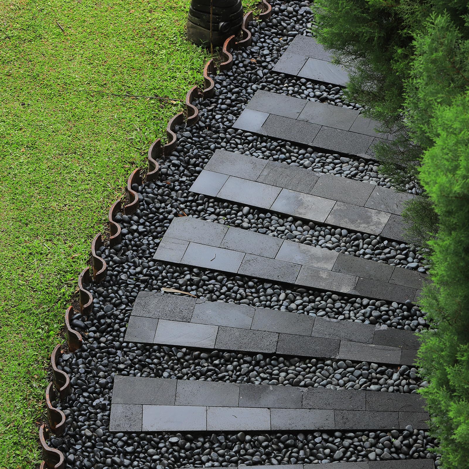 Rocas de río negro de 15 libras para paisajismo, piedras negras pulidas para plantas en maceta y jarrones, piedras decorativas grandes de 1 a 2 pulgadas para camas de jardín, macetas y decoración de