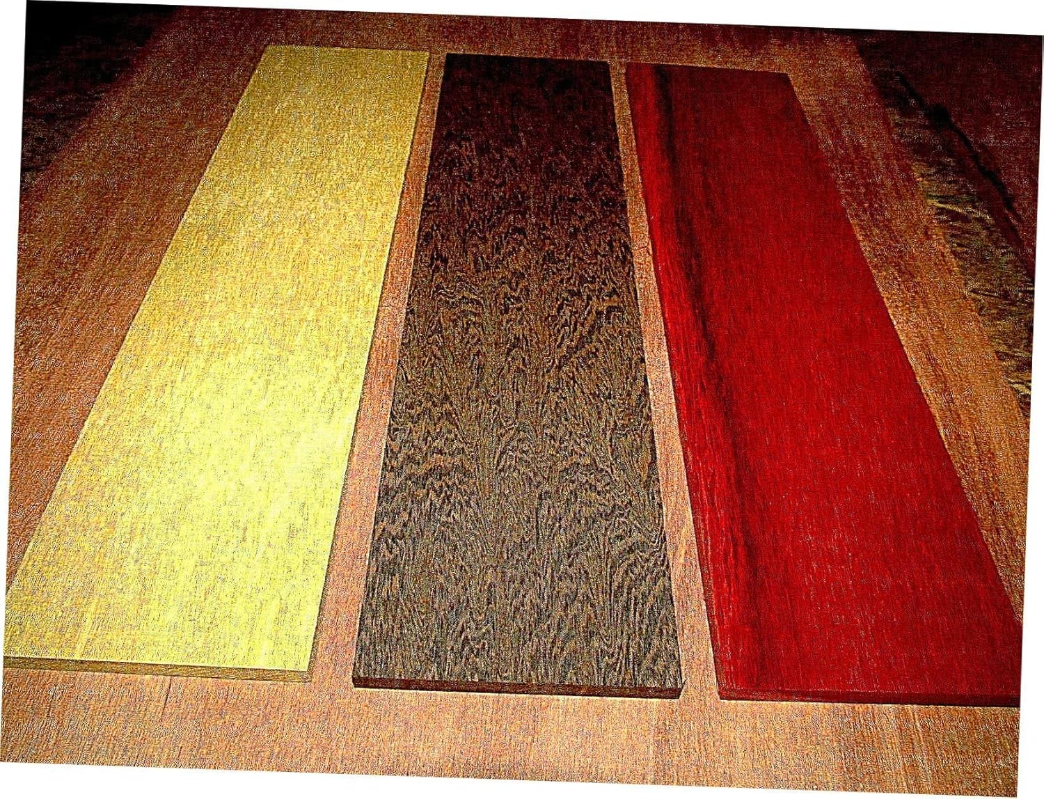 3 Pieces Multipak Thin Wenge, Yellowheart, Padauk 12" X 3" X 3/8" Suitable Wood Pieces for Wood Crafts and Projects