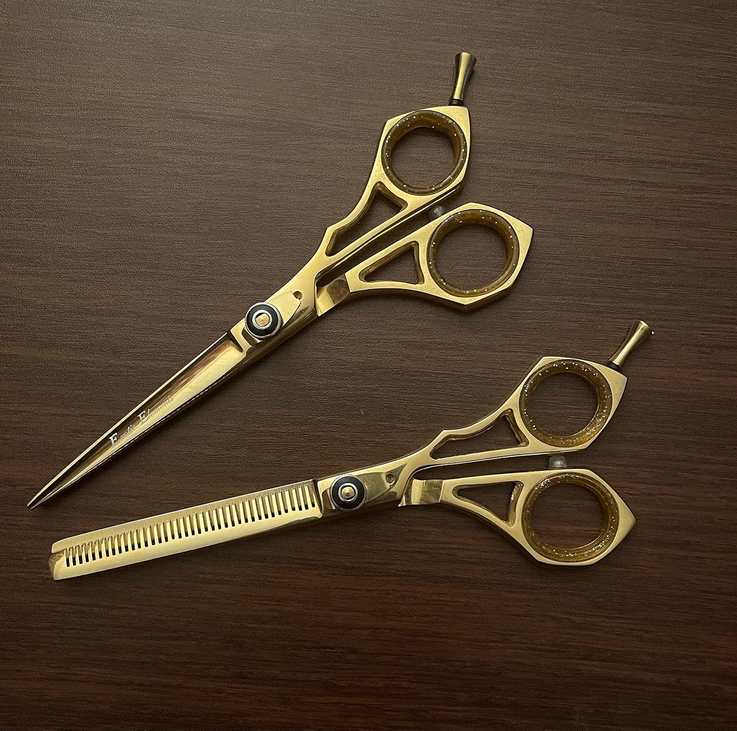 Gold and Black Premium Barber Salon Home Haircutting Thinning Shears Hair Cutting Scissors Unisex Stainless Steel