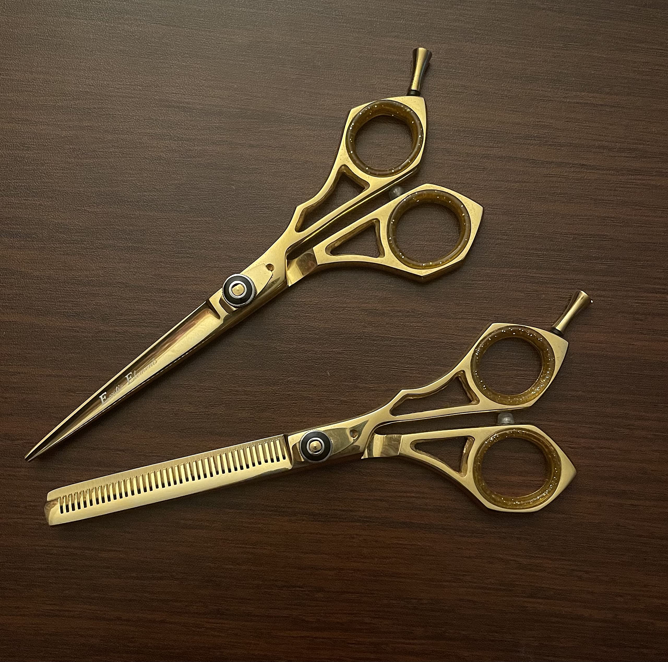 Gold and Black Premium Barber Salon Home Haircutting Thinning Shears Hair Cutting Scissors Unisex Stainless Steel