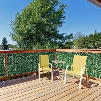 Faux Ivy Privacy Fence Screen, 138x39 in Artificial Ivy Privacy Fence, Artificial Ivy Vine and Green Leaf Hedge Panels for Outdoor Wall Decor, Balcony, Patio, Apartment, Garden, and Yard