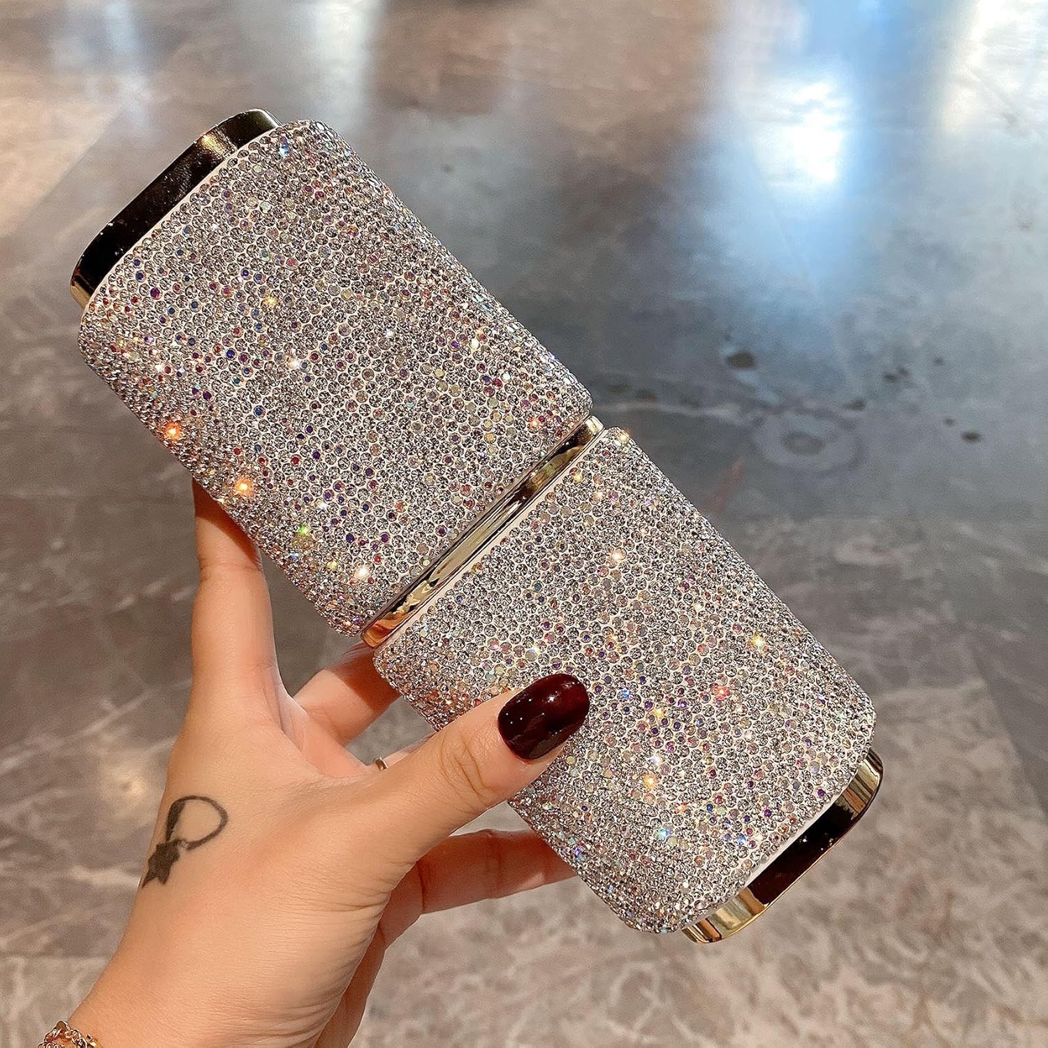 Diamonds Brush Covered Holder Stand, Bling Crystal Holds Regular and Electric Toothbrushes in Master, Guest, Kid's, College Dorm Bathroom -White