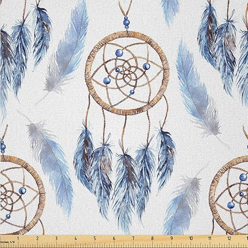 Miniatura 27 de Ambesonne The Yard, tela de plumas de pavo real, diseño retro ondulado de colores ondulados en la parte trasera morada, tela de microfibra para