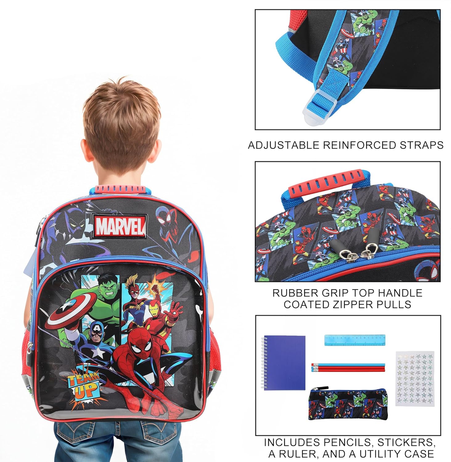 Bioworld Marvel Avengers 5-Piece 16" Backpack & Stationery Value Set - Image 2