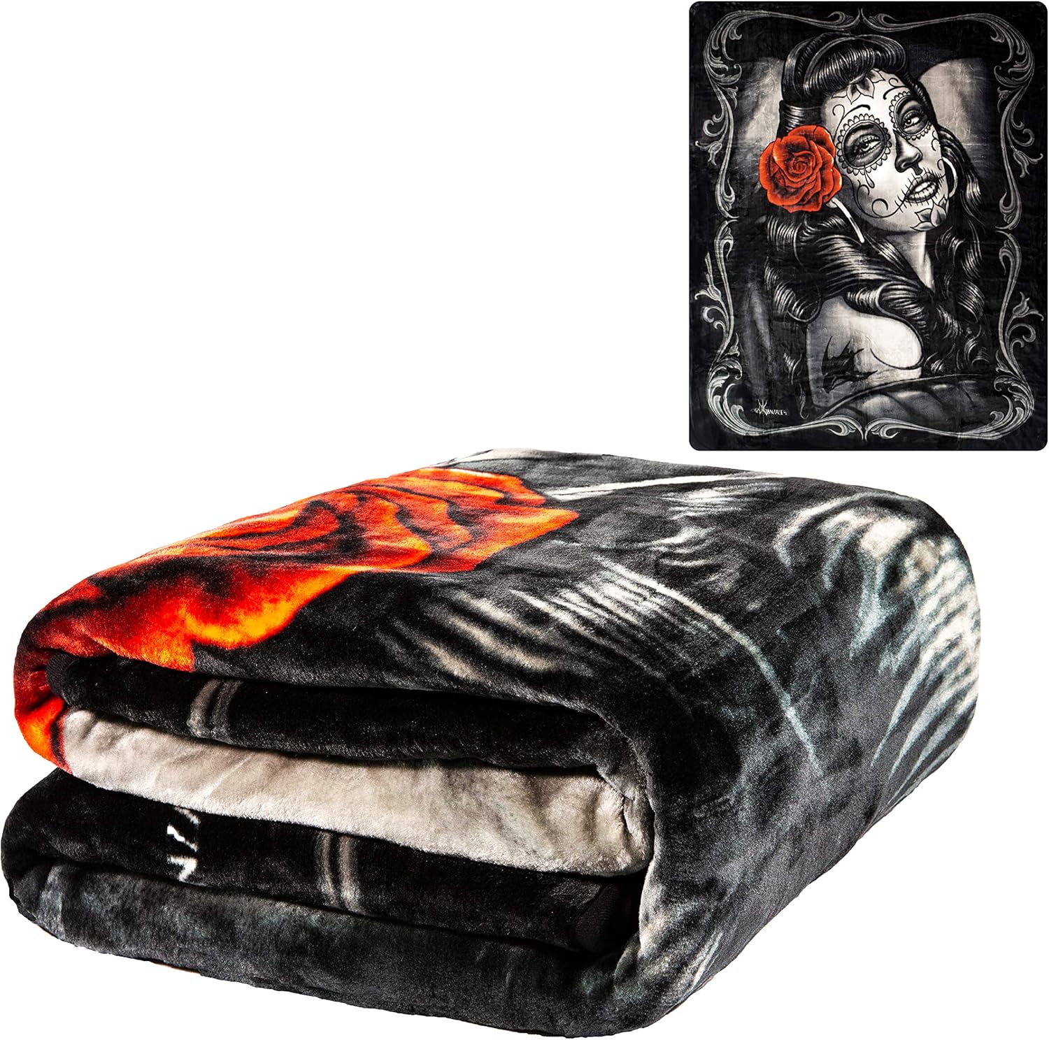 JPI Plush Throw Blanket - Jaded - Queen Bed 79"x 95" - Faux Fur Blanket for Beds, Sofa, Couch, Picnic, Camping