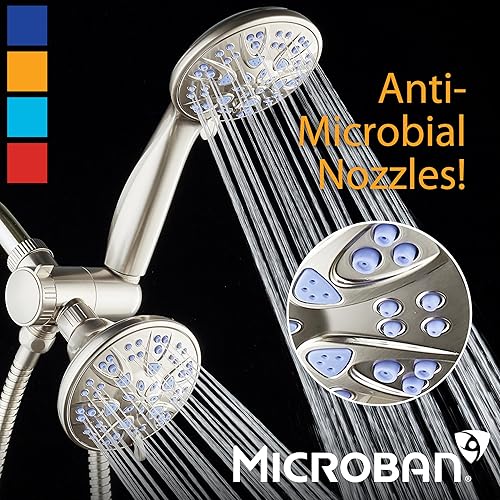 Miniatura 9 de AquaDance regadera de mano de alta presión, antimicrobiana, que no se atasca, con 30 modos, con boquilla protegida contra el crecimiento de hongos,
