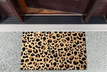 DII Colorful Design Natural Coir Doormat, 18x30, Leopard Spots