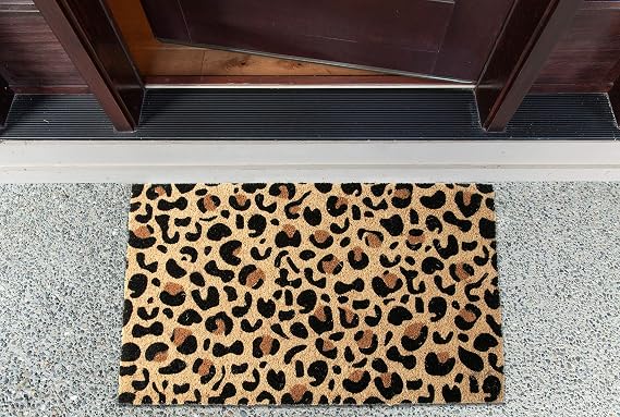 DII Colorful Design Natural Coir Doormat, 18x30, Leopard Spots