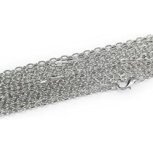 CleverDelights 3x4mm Cable Chain Necklaces - Platinum Silver Color - 50 Pack - 24 Inch Length