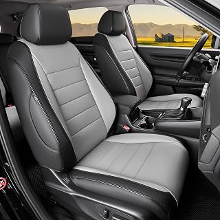 HKZ Fit CRV Car Seat Covers Full Set for Honda CR-V 2023 2024 2025 2026 CRV LX;EX;EX-L;Sport;Touring;Special Edition & Hybrid Model - Leather (Black/Gray)